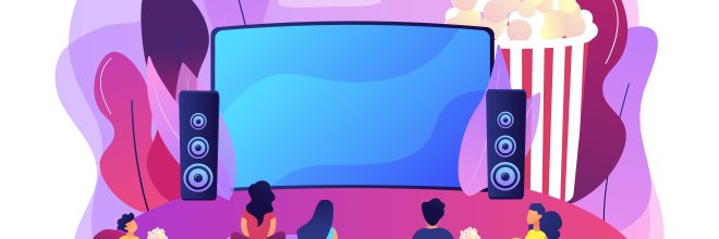 Open air cinema concept vector illustration