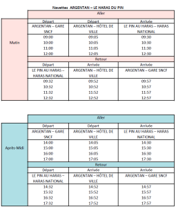Horaire des A/R