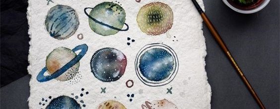 planètes aquarelle