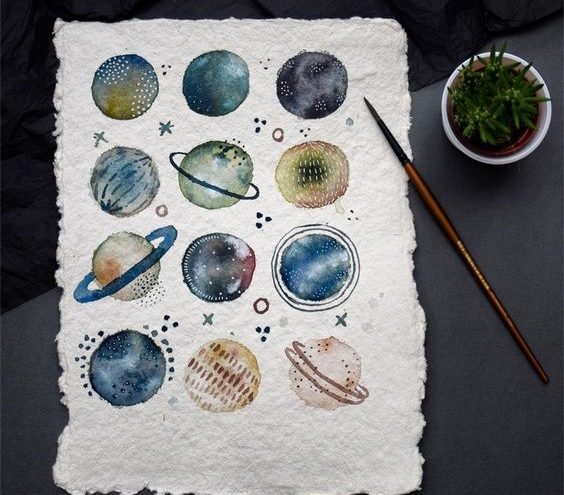 planètes aquarelle