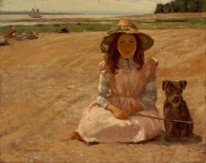 Septembre - William Brymner – Fillette et son chien – Domaine public